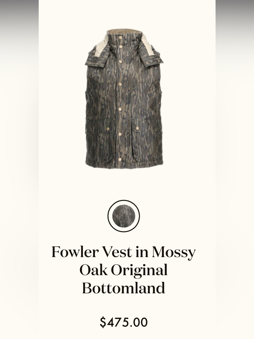 Fowler Vest in Mossy Oak Bottomland - Men's Camouflage Quilted Vest
